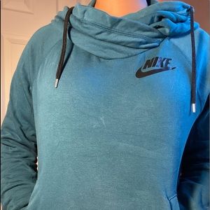 Teal hoodie thats soft and has a warm neck cover